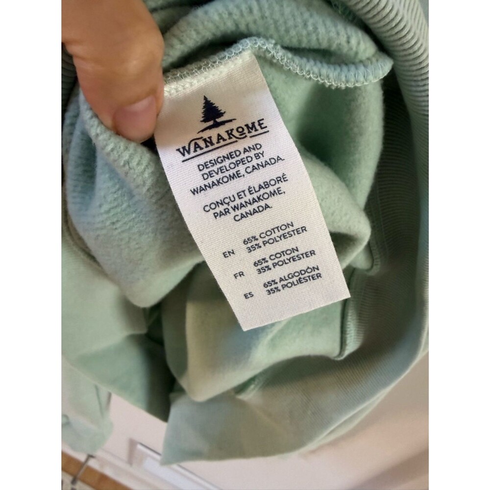 Wanakome Canada Mock Neck Sweatshirt Logo Patch Pullover in Mint Green M NWOT - Picture 4 of 11